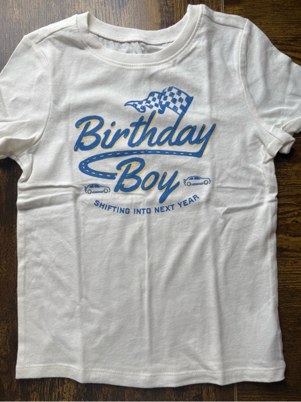 Old Navy White Tee with Blue Birthday Boy Graphic